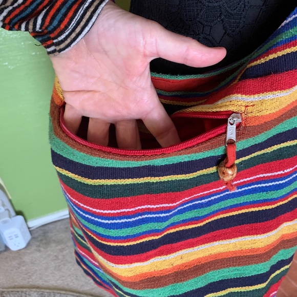 beach bag,Rainbow striped messenger bag, cross body bag - Picture 2 of 11